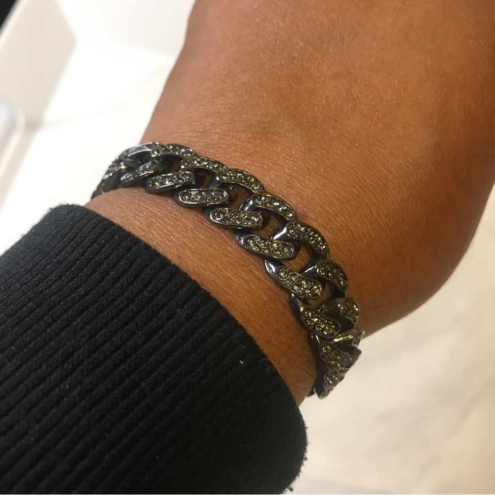 Miami Cuban Link Black Iced Out Bracelet 8” long